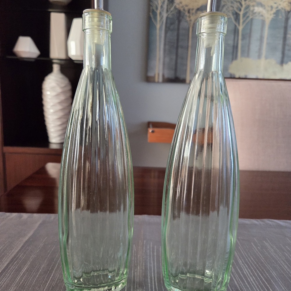 Green Glass Oil & Vinegar Cruet Set